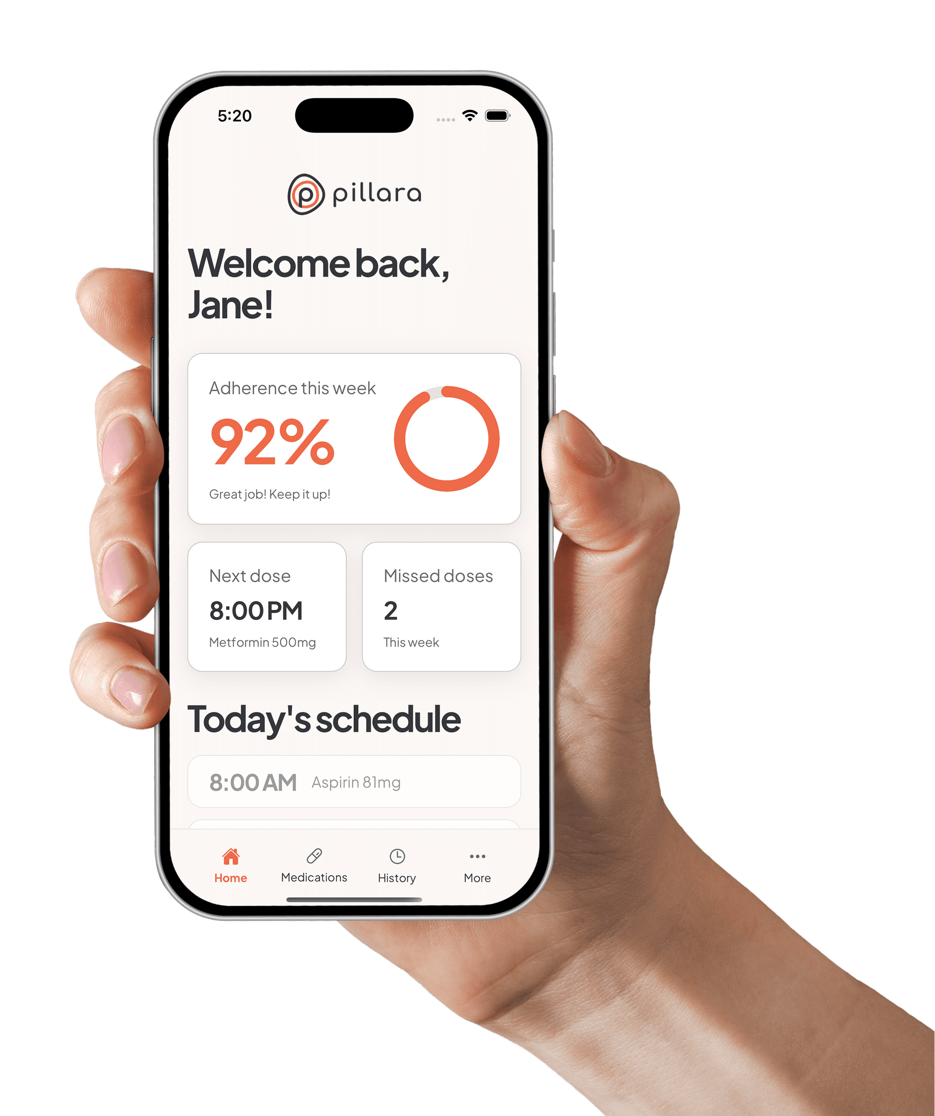 Pillara app shown on an iPhone